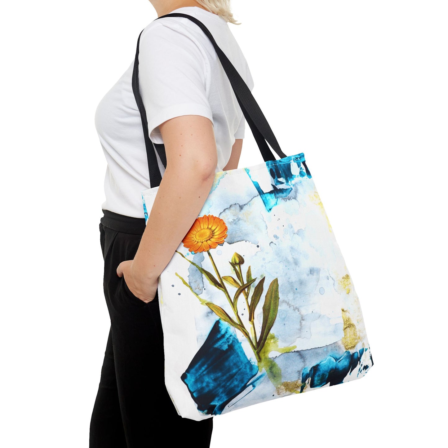 Flowers Out Of The Dark Watercolor Tote Bag — All-Over Print